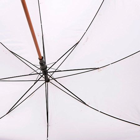 Зонт-трость с деревянной ручкой, полуавтомат; белый; D=103 см, L=90см; полиэстер