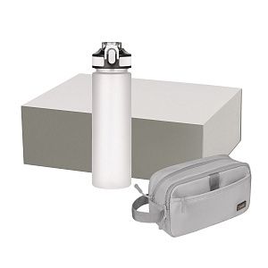 Подарочный набор Boston, Flip, серый (дорожная косметичка, бутылка)