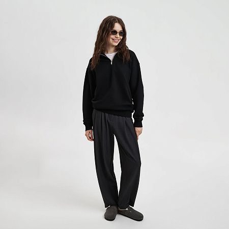 Толстовка на молнии унисекс FLOW, черная, размер XS/S