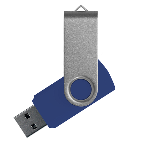 Флеш накопитель USB 2.0 Twister Сolor Mix 16GB, пластик Софт Тач/металл, темно-синий/серебристый
