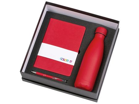 Подарочный набор "Color it" с блокнотом, металлической ручкой и термобутылкой