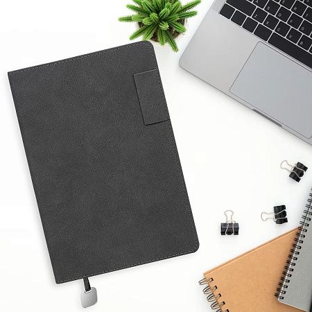 Ежедневник Flexy Tenero Suede A5, серый, недатированный, в гибкой обложке с петлей для ручки