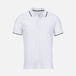 Рубашка поло унисекс Palermo, белая с темно-синим, размер 3XL