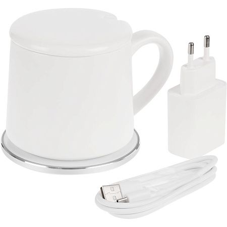 Кружка с подогревом и беспроводной зарядкой dualBase ver. 2.0 Matt, белая