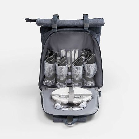 Набор для пикника Picnivo на 4 персоны, темно-серый меланж