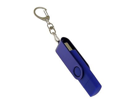 USB 2.0- флешка на 16 Гб с поворотным механизмом и дополнительным разъемом Type-C