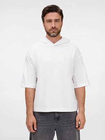 Футболка оверсайз унисекс с капюшоном Neofit, молочно-белая, размер XS/S