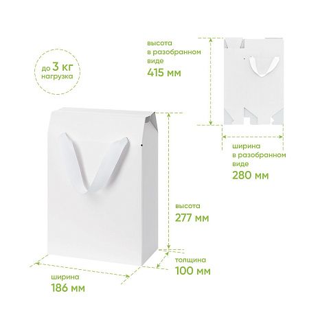 Подарочная коробка-пакет универсальная малая, белая