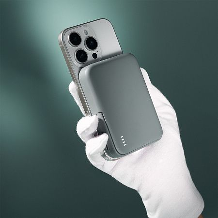 Внешний аккумулятор Union PD 10000mAh с функцией беспроводной зарядки 15W, серый