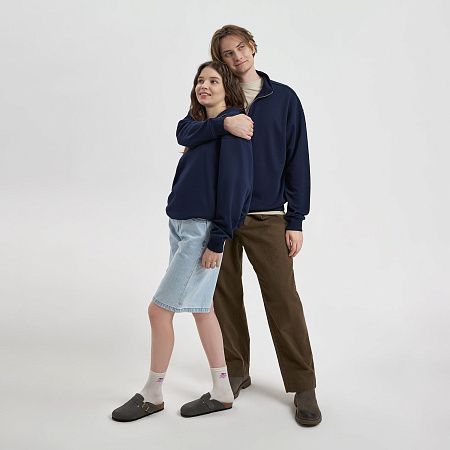 Толстовка на молнии унисекс Флоу (Flow), темно-синяя