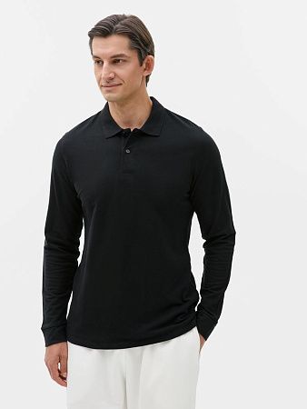Рубашка поло мужская с длинным рукавом Perfect LSL Men, черная, размер M