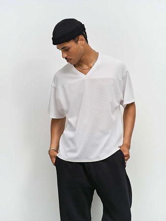 Футболка унисекс Nino с V-образным вырезом, белая, размер S