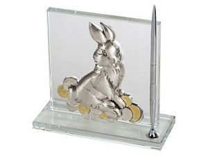 Настольный прибор «Удачное приобретение», цвет: черный, серебристый