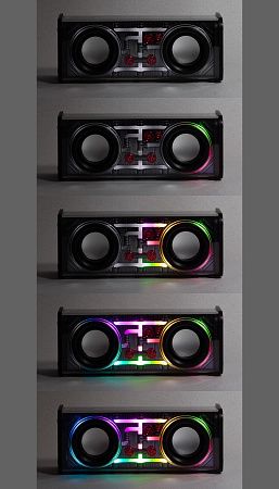 Bluetooth колонка "Buzz Light" 10Вт (2х5Вт) с разноцветной подсветкой-эквалайзером и прозрачным корпусом