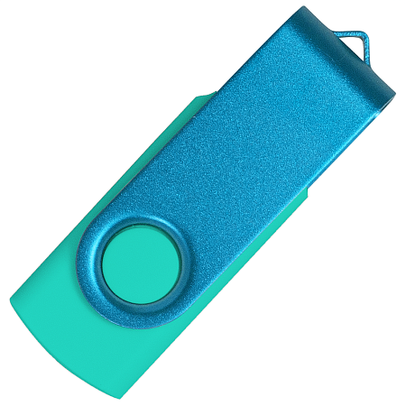 Флеш накопитель USB 2.0 Twister Сolor Mix 16GB, пластик Софт Тач/металл, бирюзовый/голубой