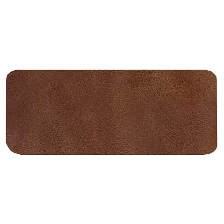 Шеврон Rectangle Smooth Leather размер 50*20 мм, коричневый, со скругленными углами