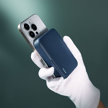 Внешний аккумулятор Union PD 10000mAh с функцией беспроводной зарядки 15W, синий