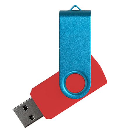 Флеш накопитель USB 2.0 Twister Сolor Mix 16GB, пластик Софт Тач/металл, красный/голубой