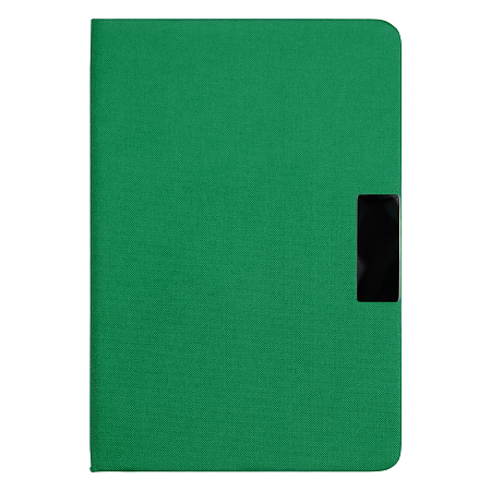 Блокнот А5 Hobard, в твердой тканевой обложке c резинкой в линейку, зеленый
