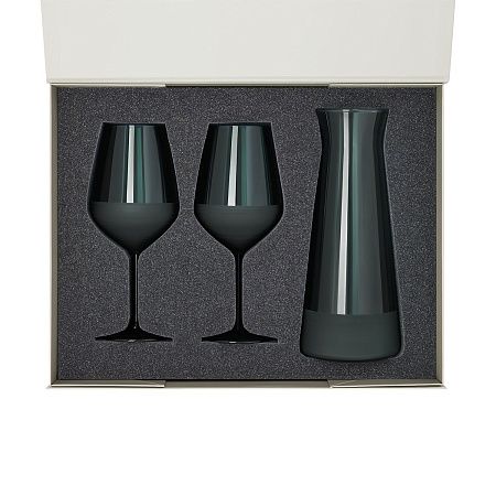 Подарочный набор декантер + 2 бокала для вина Emerald в серой коробке