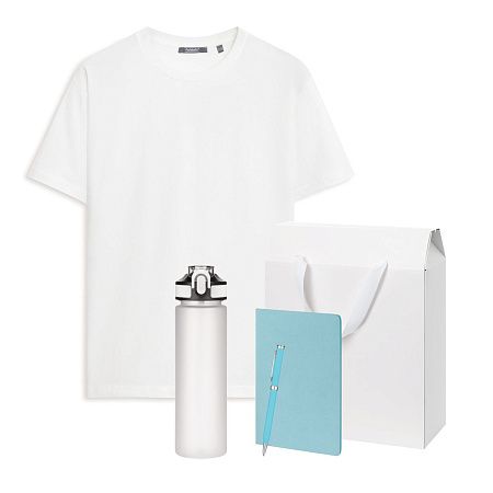 Набор с одеждой KRIS (футболка, бутылка, блокнот, ручка), голубой, S