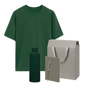Набор с одеждой RUST (футболка, термобутылка, блокнот, ручка), зеленый/серый, 3XL/4XL