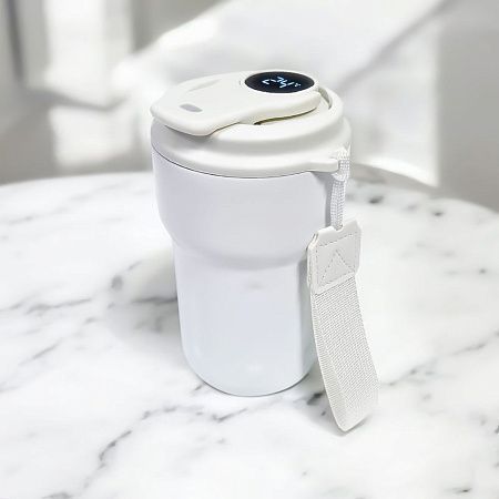 Термокружка Clive с дисплеем, белого цвета