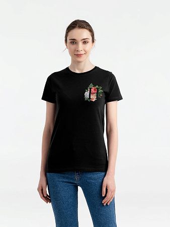 Футболка женская «Цветочная азбука Н», черная, размер S