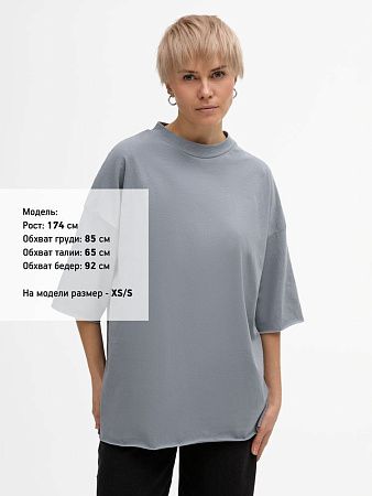 Футболка унисекс оверсайз T1, серая, размер XS/S