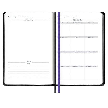 Ежедневник Alanis, недатированный, черный с фиолетовым