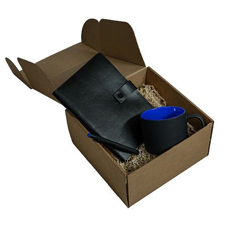 Набор подарочный DYNAMIC: кружка, ежедневник, ручка,  стружка, коробка, черный/синий