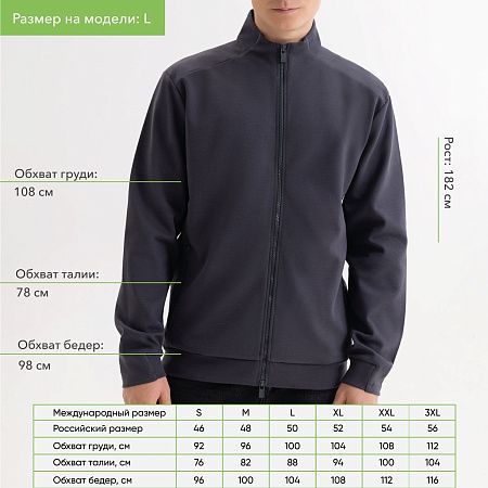 Толстовка на молнии ASTIN антрацит, размер L