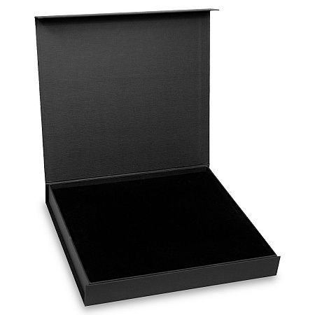 Подарочная коробка, размер 29,5x40,5x8 см, Solution Prestige Linen с магнитным клапаном, черная,  с черным ложементом под вырубку
