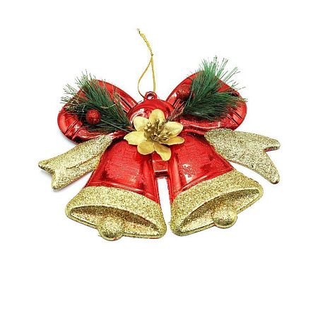 Пластиковое украшение - колокольчики красно-золотистые