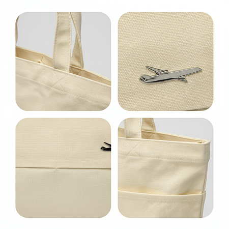 Сумка для покупок JETTA 325 г/м² с шильдом - самолёт, натуральный