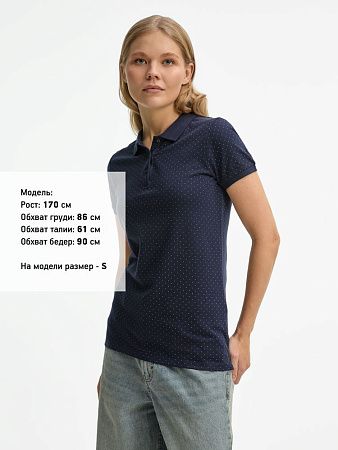 Рубашка поло женская Brandy Women, темно-синяя с белым, размер XL