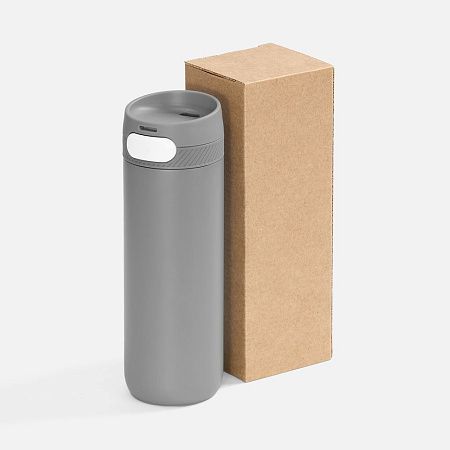 Термостакан X1 с цветной кнопкой, серый с белым