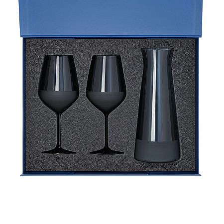 Подарочный набор декантер + 2 бокала для вина Сапфир (Sapphire) в синей коробке