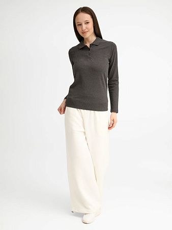 Рубашка поло женская с длинным рукавом Perfect LSL Women, черный меланж, размер XXL