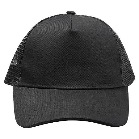 Кепка 5-панельная  Shefild  250 с сеткой, c черным сендвичем, черная