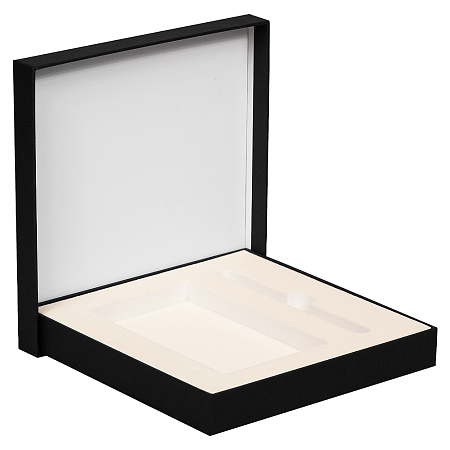 Коробка подарочная, размер 18*18*2 см, Solution Superior Linen, черная, бежевый ложемент под ручку и прямоугольный предмет