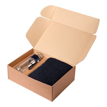 Подарочный набор Терсо (Terso), Фадо (Fado), синий (плед, термобутылка)