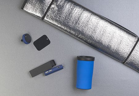 Набор автомобильное зарядное устройство "Slam" + магнитный держатель для телефона "Allo" в футляре, черный, покрытие soft touch