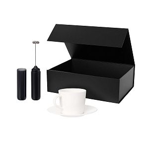 Подарочный набор Милки, Бариста (Milky, Barista), черный (вспениватель молока, чайная пара)