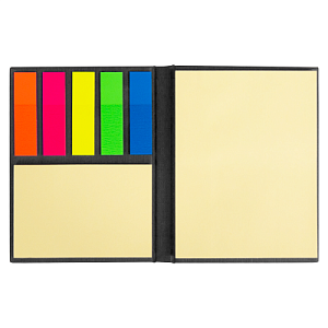 Набор цветных бумажных стикеров  Stick and Fun в твердом переплете, 50 листов в блоке,  размер 8*10,5*1 см, черный