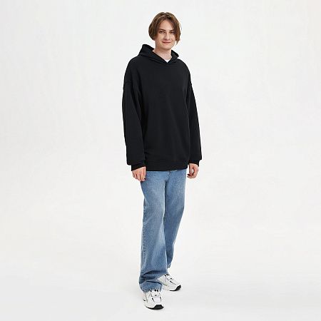 Худи оверсайз унисекс FUSION, черный, размер XS/S