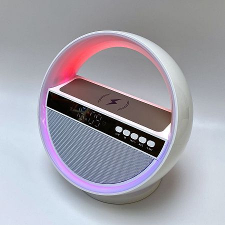 Bluetooth колонка "Smart Orb" 5Вт с беспроводным (15W) ЗУ, лампой, часами, FM радио