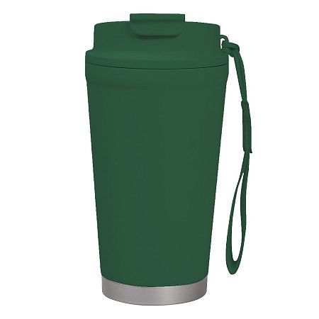 Термокружка Alba металлическая, 410 мл, зеленая с серебром