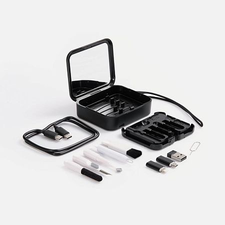 Набор для ухода за гаджетами с беспроводной зарядкой Rules, черный