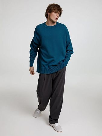 Джемпер оверсайз унисекс Stated в сумке, синий (морская волна), размер S/M